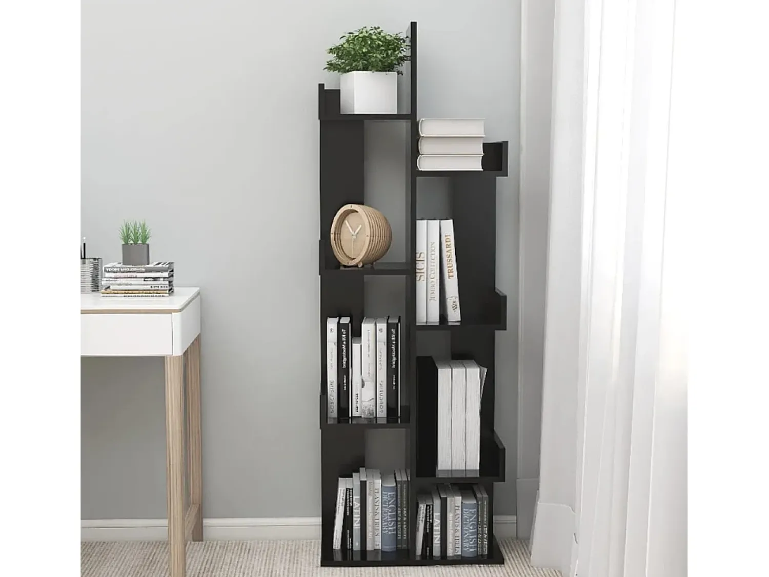 Biblioteca| Estante 48x25,5x140 cm derivados de madeira PT258456 Preto