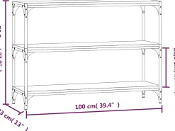 vidaxl Estante 100x33x70,5 cm derivados de madeira/aço cinza sonoma^ Vitrina