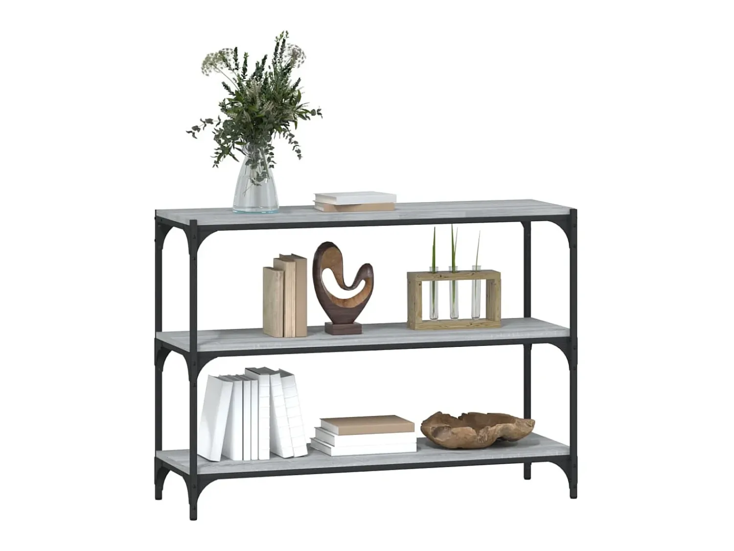 vidaxl Estante 100x33x70,5 cm derivados de madeira/aço cinza sonoma^ Vitrina