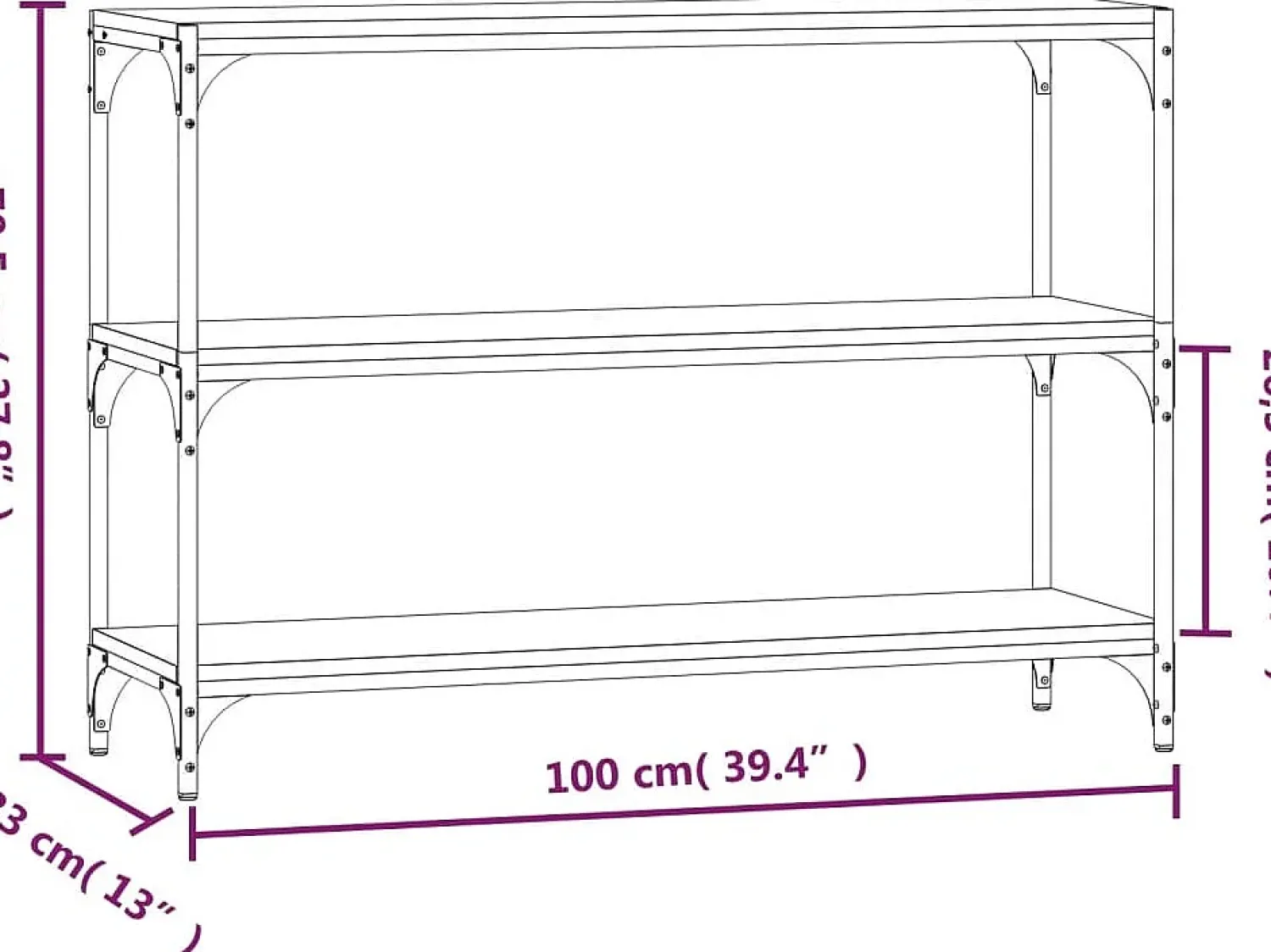 vidaxl Estante 100x33x70,5 cm derivados de madeira/aço cinza sonoma^ Vitrina