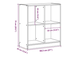 Prateleira|vidaxl Estante 68,5x32x75 cm derivados de madeira carvalho sonoma Castanho