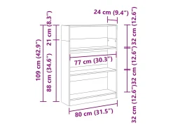 Biblioteca*vidaxl Estante 80x24x109 cm derivados de madeira madeira velha Castanho