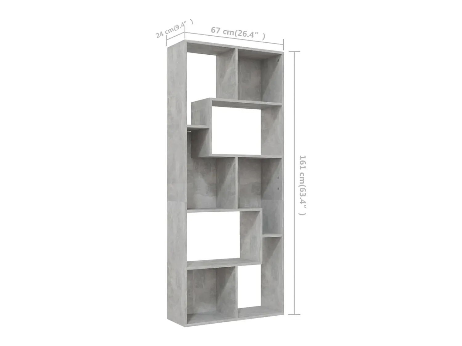 Vitrina|vidaxl Estante 67x24x161 cm derivados de madeira cimento Cinzento
