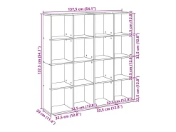 Biblioteca|vidaxl Estante 137,5x29x137,5 cm derivados de madeira sonoma Cinzento