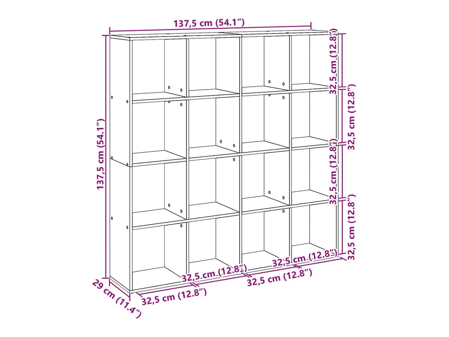 Biblioteca|vidaxl Estante 137,5x29x137,5 cm derivados de madeira sonoma Cinzento
