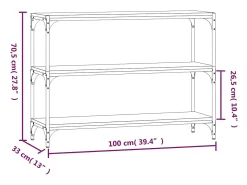 Outlet vidaxl Estante 100x33x70,5 cm derivados de madeira/aço carvalho fumado Castanho
