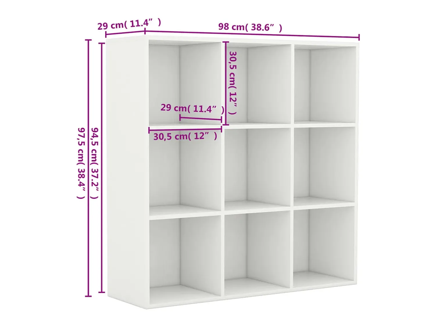 Vitrina*vidaxl Estante 98x29x97,5 cm derivados madeira Branco