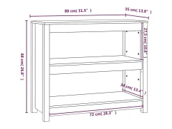 Vitrina*vidaxl Estante 80x35x68 cm madeira de pinho maciça mel Castanho
