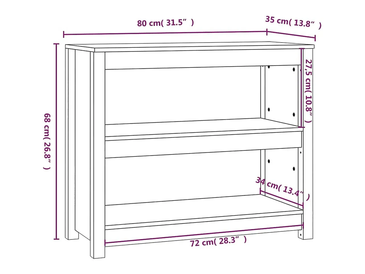 Vitrina*vidaxl Estante 80x35x68 cm madeira de pinho maciça mel Castanho