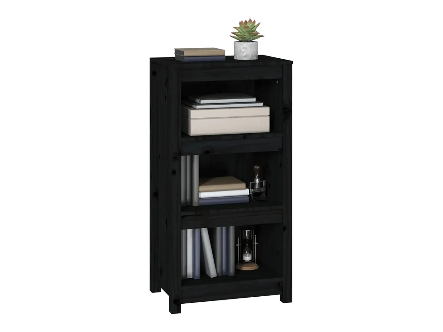 Vitrina*vidaxl Estante 50x35x97 cm madeira de pinho maciça Preto