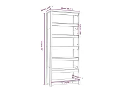 Online vidaxl Estante 80x35x183 cm madeira de pinho maciça Multicor