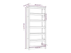 Vitrina*vidaxl Estante 80x35x183 cm madeira de pinho maciça cinza Cinzento