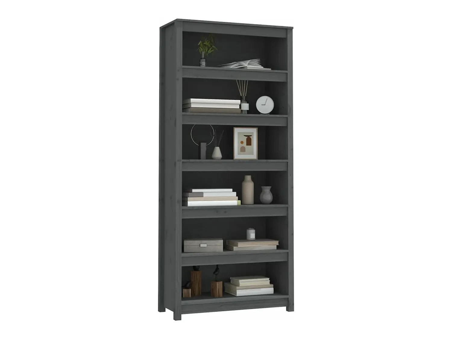 Vitrina*vidaxl Estante 80x35x183 cm madeira de pinho maciça cinza Cinzento