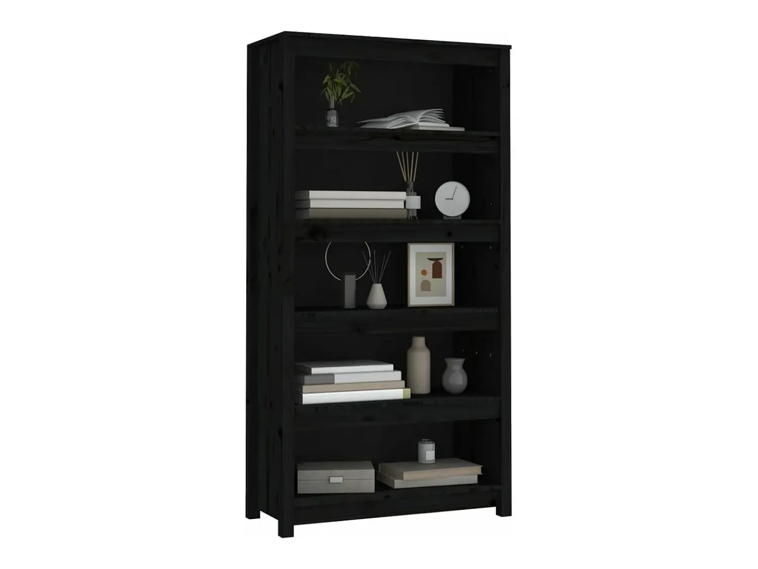 Online vidaxl Estante 80x35x154 cm madeira de pinho maciça Preto