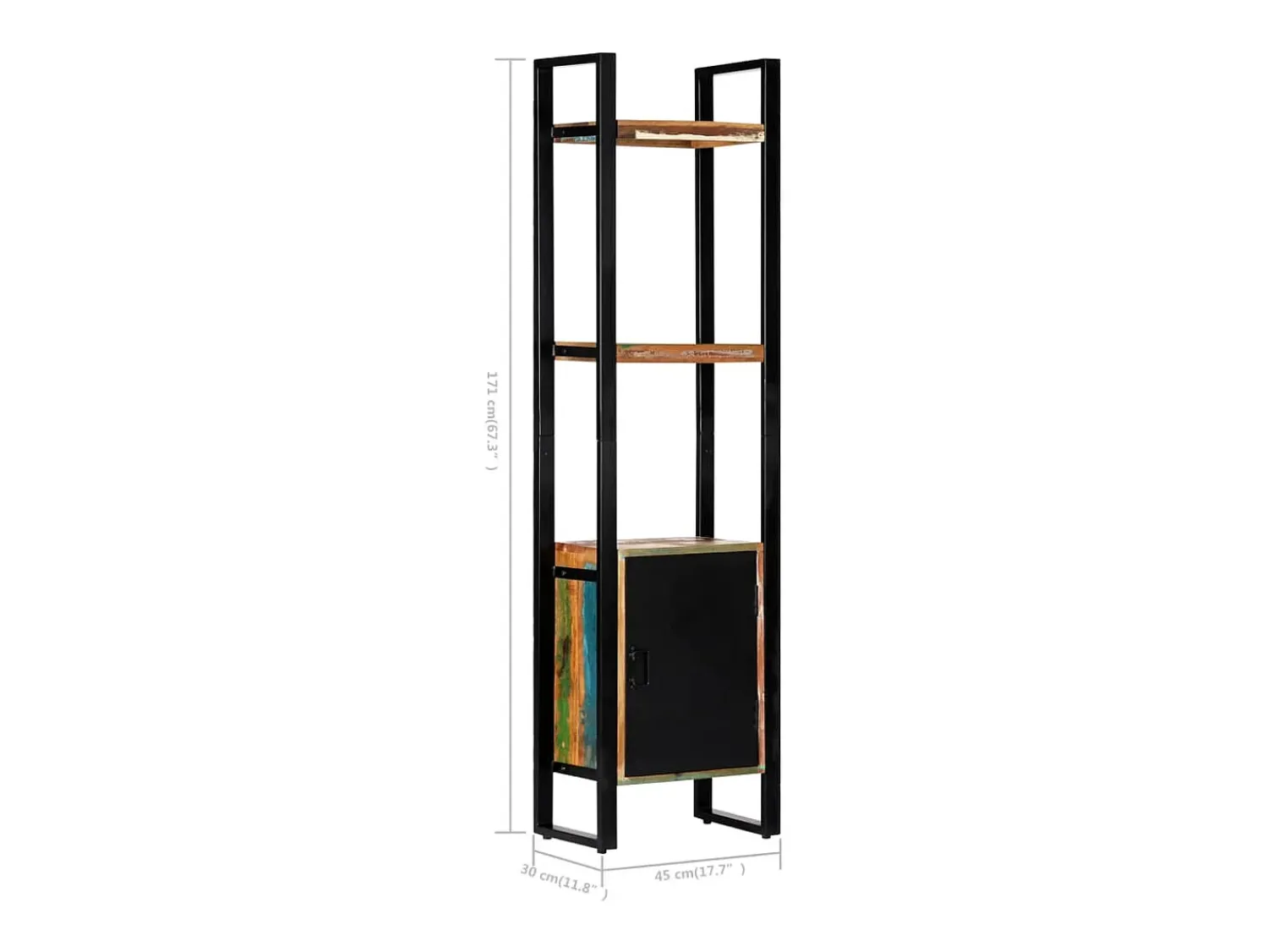 Outlet vidaxl Estante 45x30x171 cm madeira recuperada maciça Multicor
