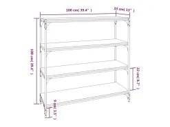 Vitrina*vidaxl Estante 100x33x100cm derivados de madeira e aço carvalho fumado Castanho