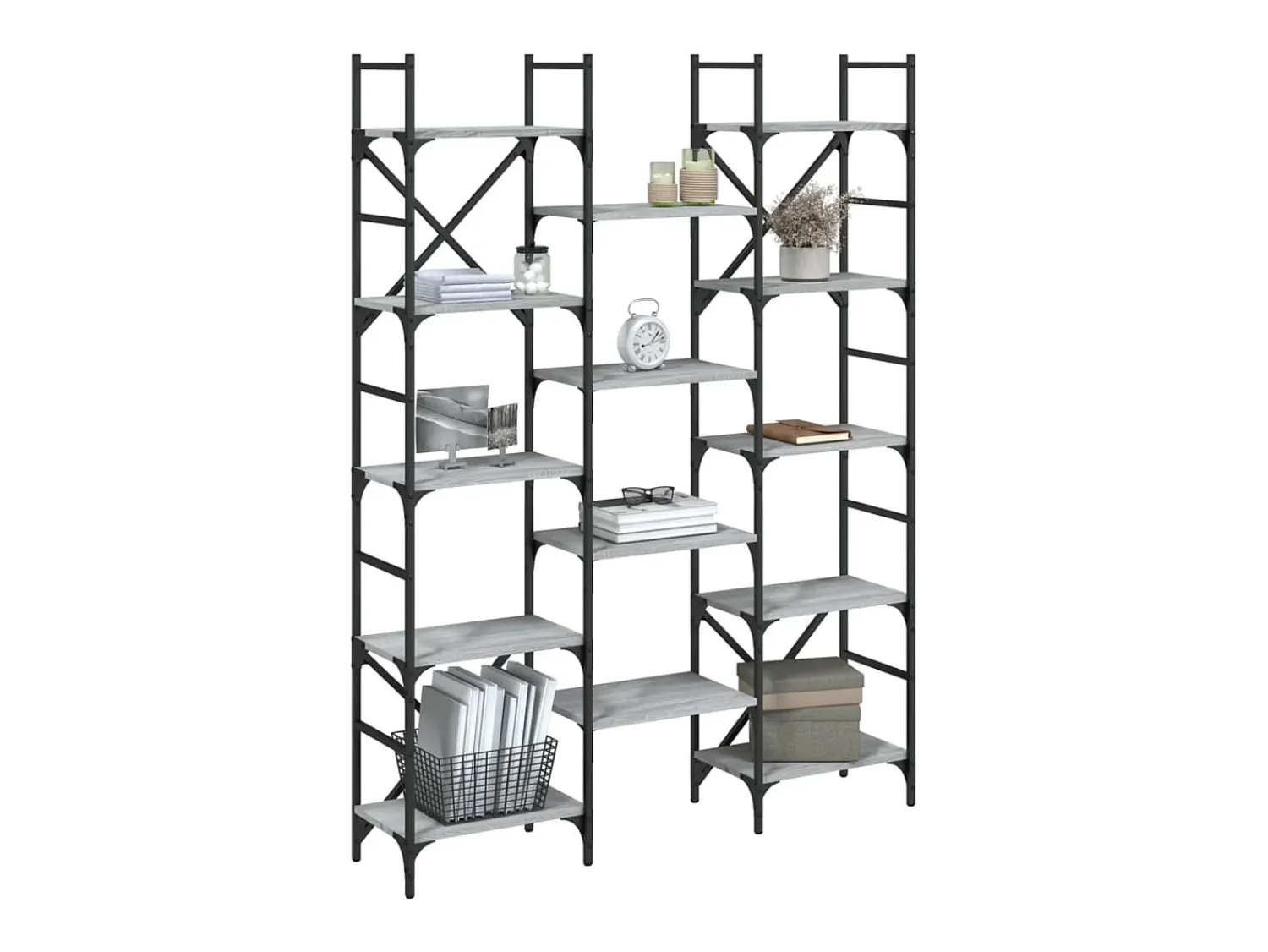 Biblioteca| Estante 127,5x28,5x172,5cm derivados de madeira sonoma PT311558 Cinzento