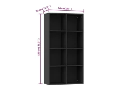 Vitrina|vidaxl Estante/aparador 66x30x130 cm derivados de madeira Preto