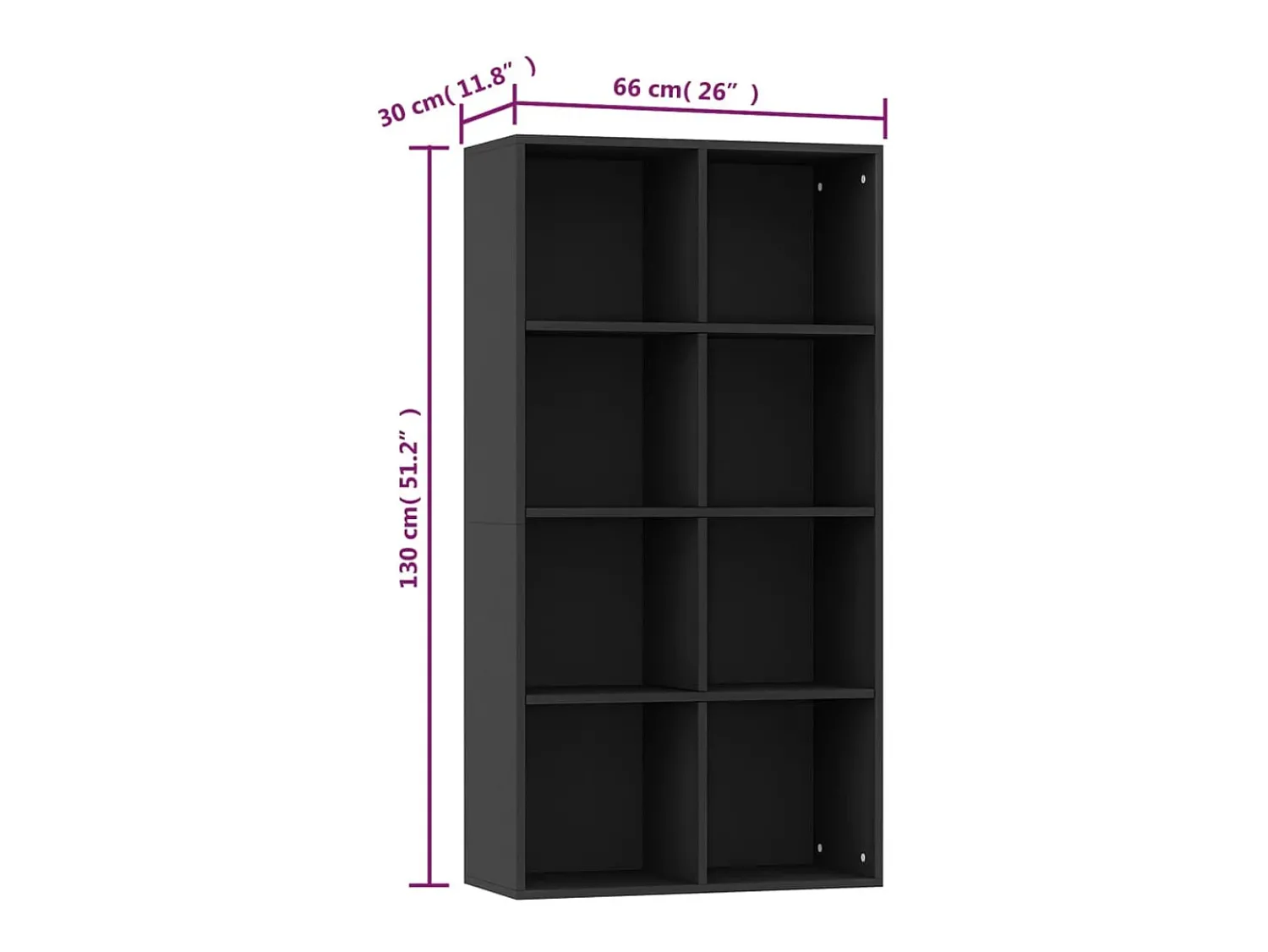 Vitrina|vidaxl Estante/aparador 66x30x130 cm derivados de madeira Preto