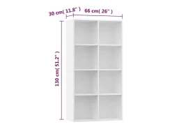 Discount vidaxl Estante/aparador 66x30x130 cm derivados de madeira Branco