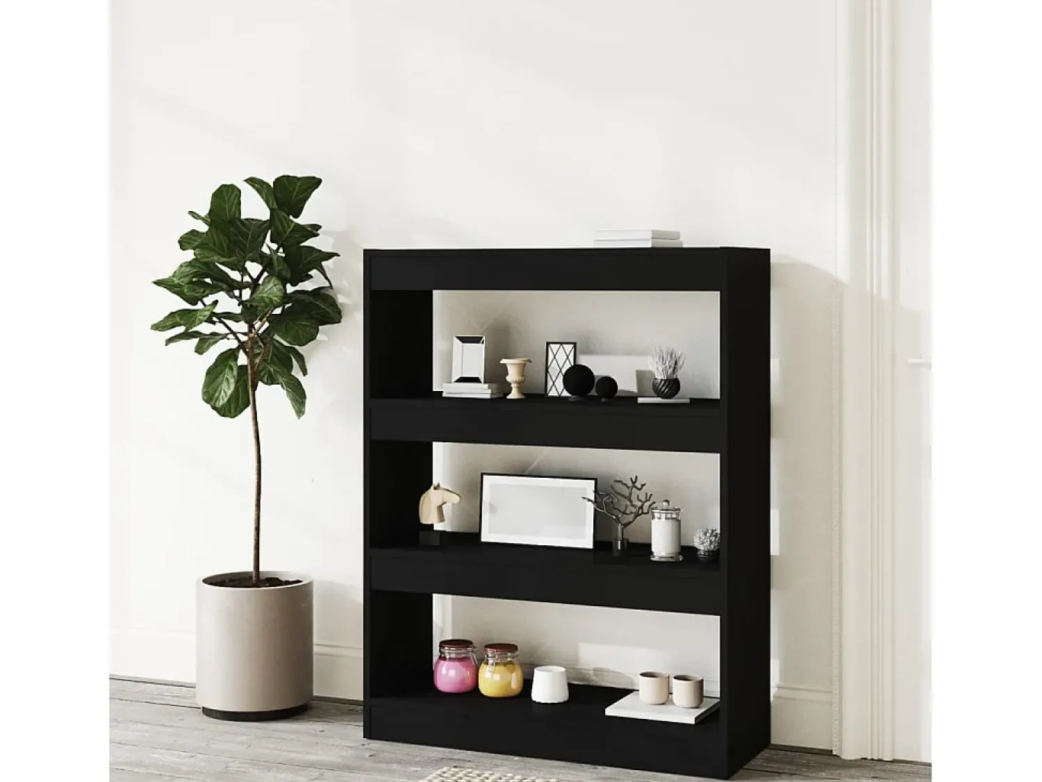 Biblioteca| Estante/divisória madeira processada 80x30x103 cm PT444288 Preto