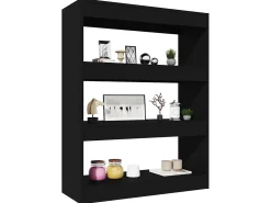 Biblioteca| Estante/divisória madeira processada 80x30x103 cm PT444288 Preto