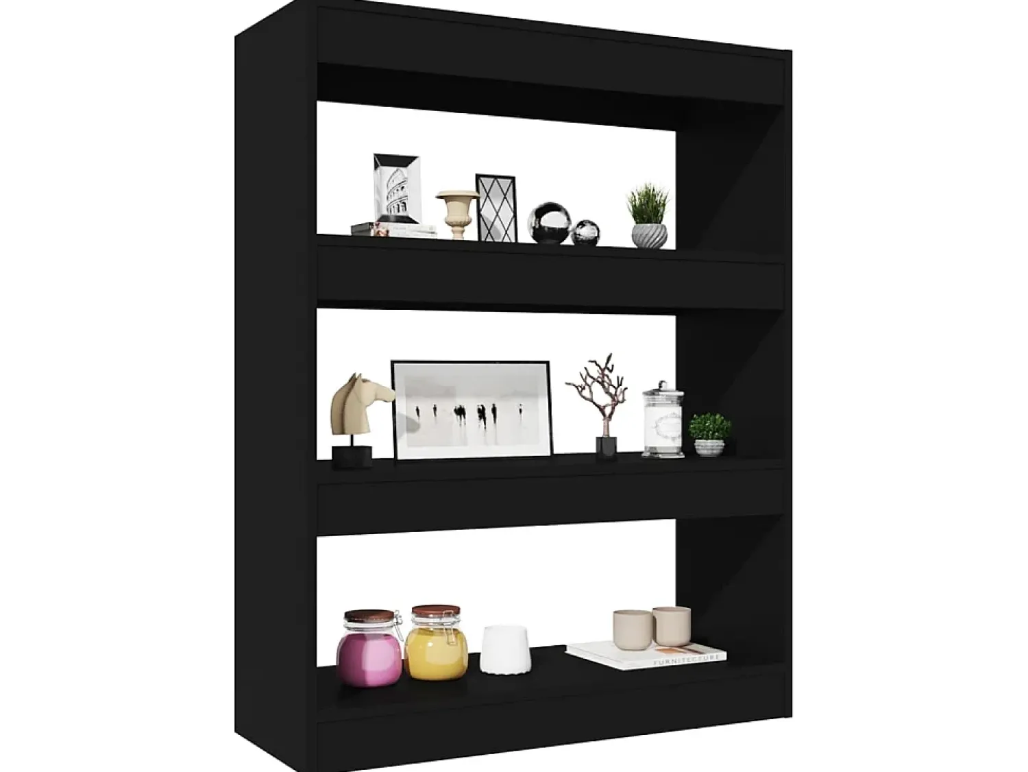 Biblioteca| Estante/divisória madeira processada 80x30x103 cm PT444288 Preto