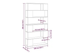 vidaxl Estante/divisória 100x24x188 cm^ Biblioteca