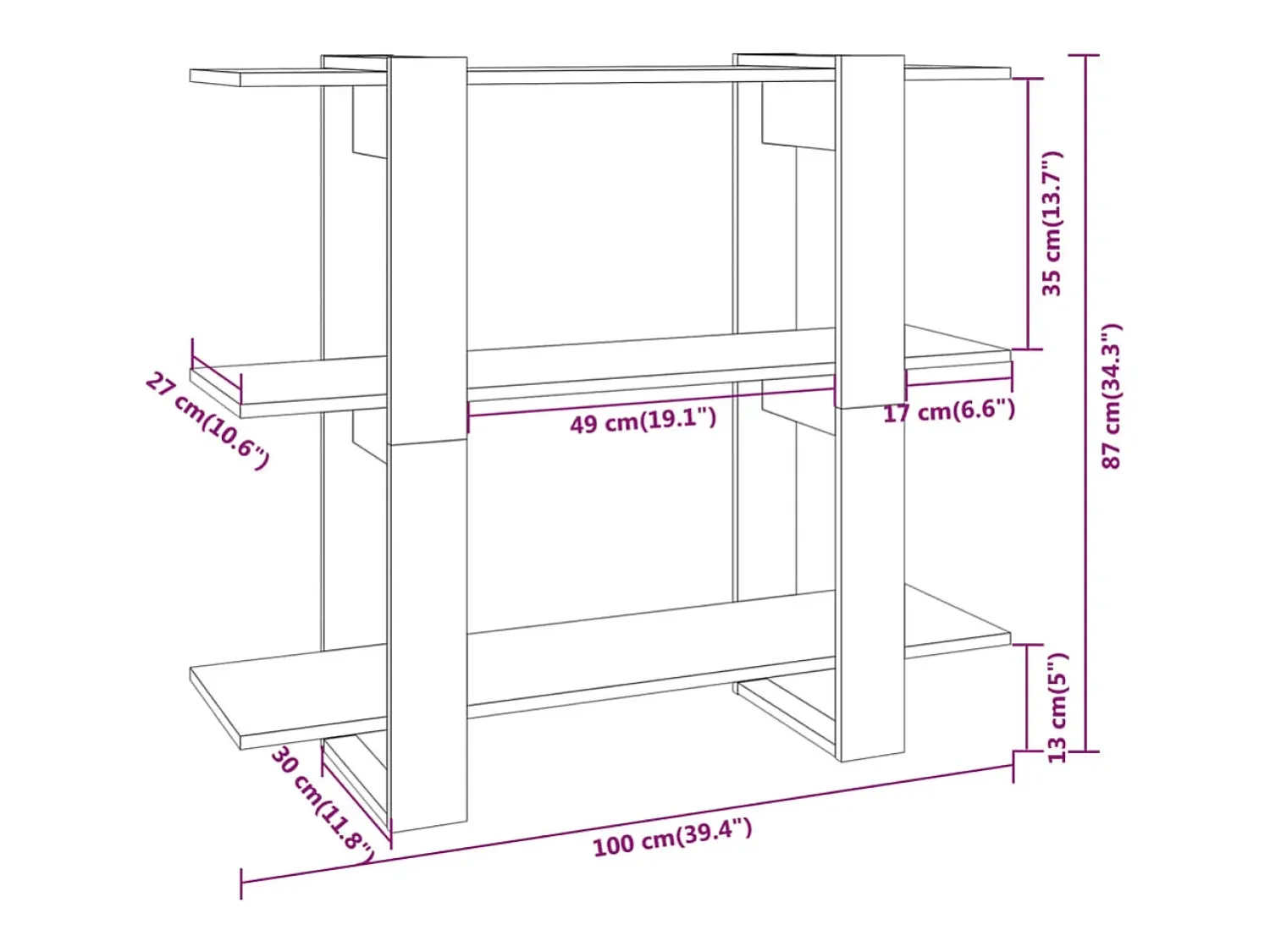 Prateleira*vidaxl Estante/divisória 100x30x87 cm brilhante Branco
