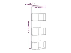 vidaxl Estante/divisória 60x24x186 cm carvalho fumado^ Prateleira