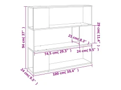 vidaxl Estante/divisória 100x24x94 cm carvalho fumado^ Prateleira