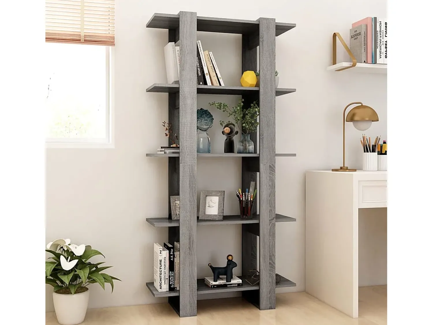 Biblioteca| Estante/divisória 80x30x160 cm contraplacado cor sonoma cinza PT867592 Cinzento