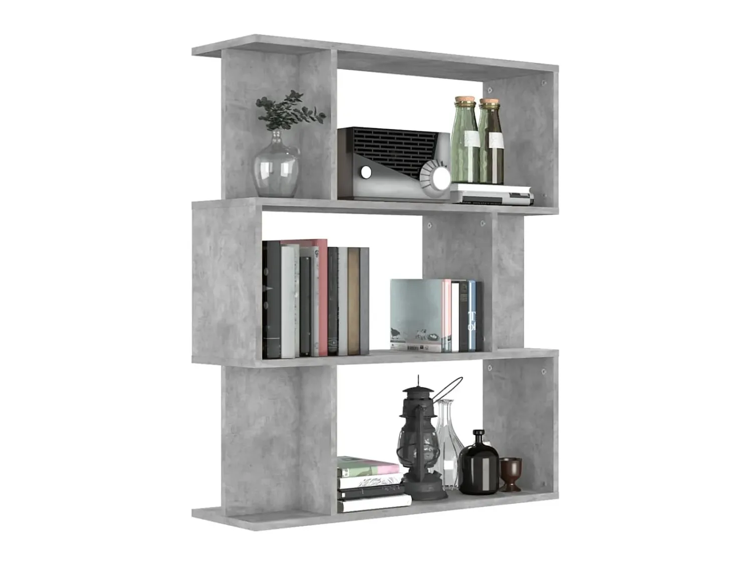 Biblioteca| Estante/divisória 80x24x96 cm contraplacado cimento PT675246 Cinzento