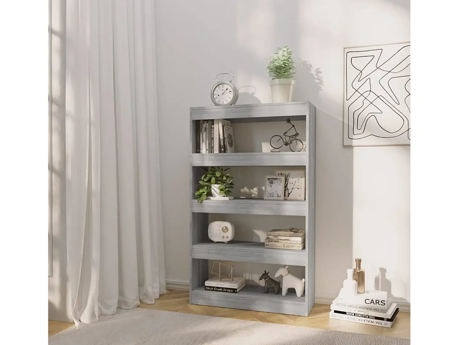 New Estante/divisória 80x30x135 cm contraplacado cor sonoma cinza PT402379 Cinzento