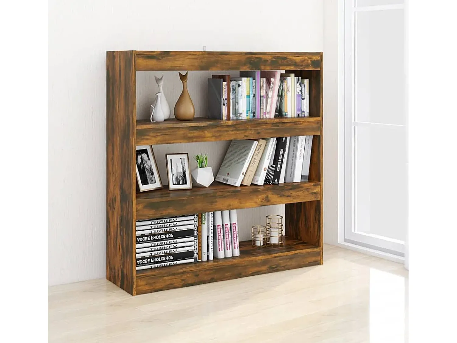 Prateleira|vidaxl Estante/divisória 100x30x103 cm cor carvalho fumado Castanho