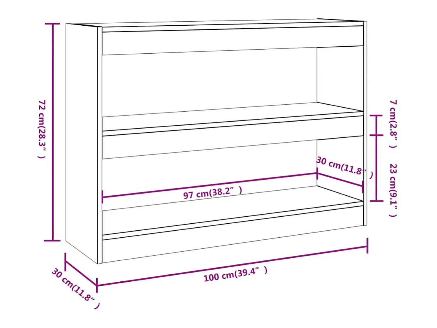vidaxl Estante/divisória 100x30x72 cm cor carvalho sonoma^ Prateleira