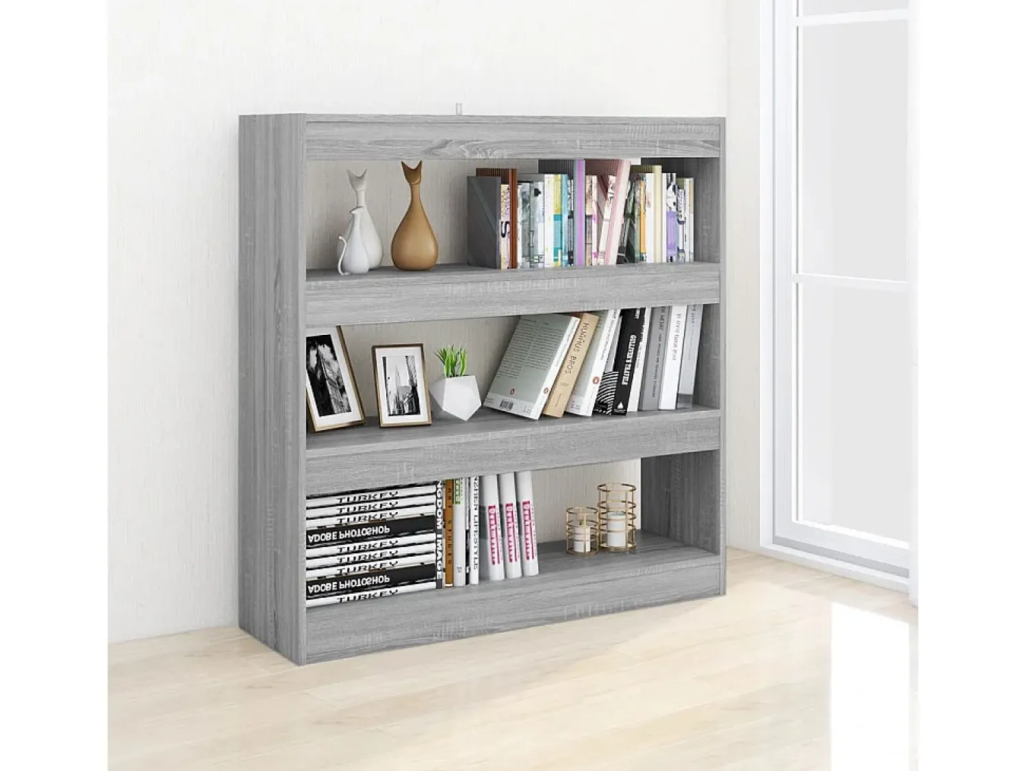 Biblioteca* Estante/divisória 100x30x103 cm cor sonoma cinza PT627679 Cinzento