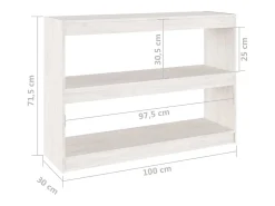Prateleira*vidaxl Estante/divisória 100x30x71,5 cm madeira de pinho Branco