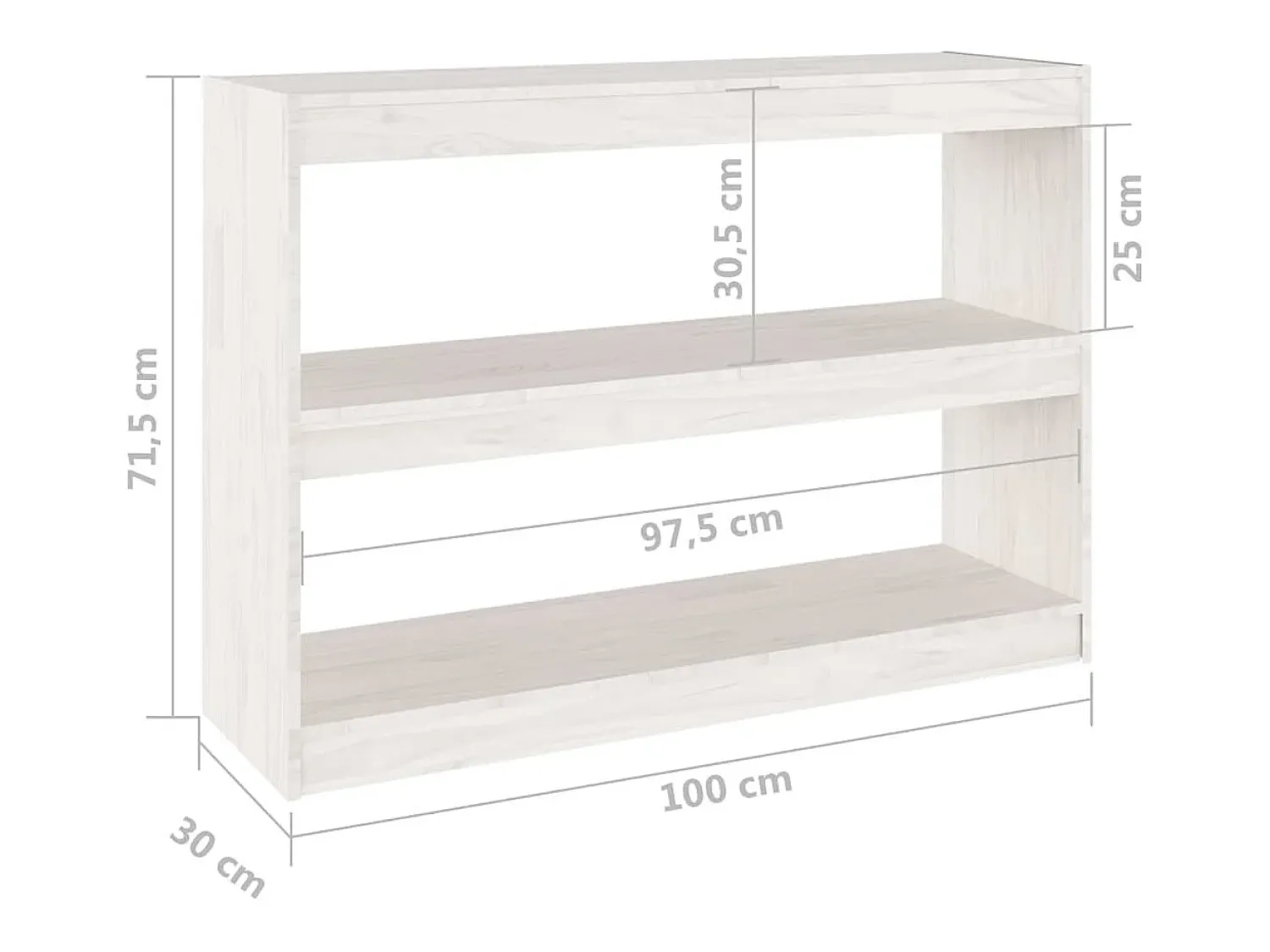 Prateleira*vidaxl Estante/divisória 100x30x71,5 cm madeira de pinho Branco