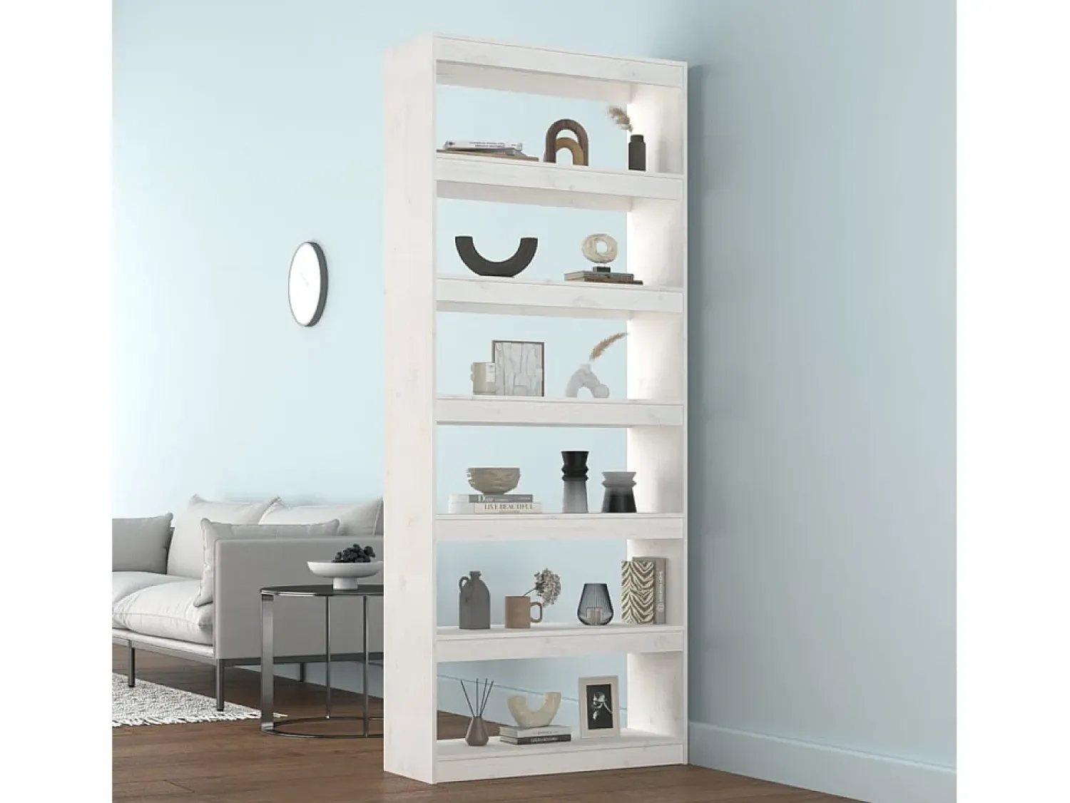 Biblioteca| Estante/divisória 80x30x199,5 cm madeira de pinho maciça PT939165 Branco