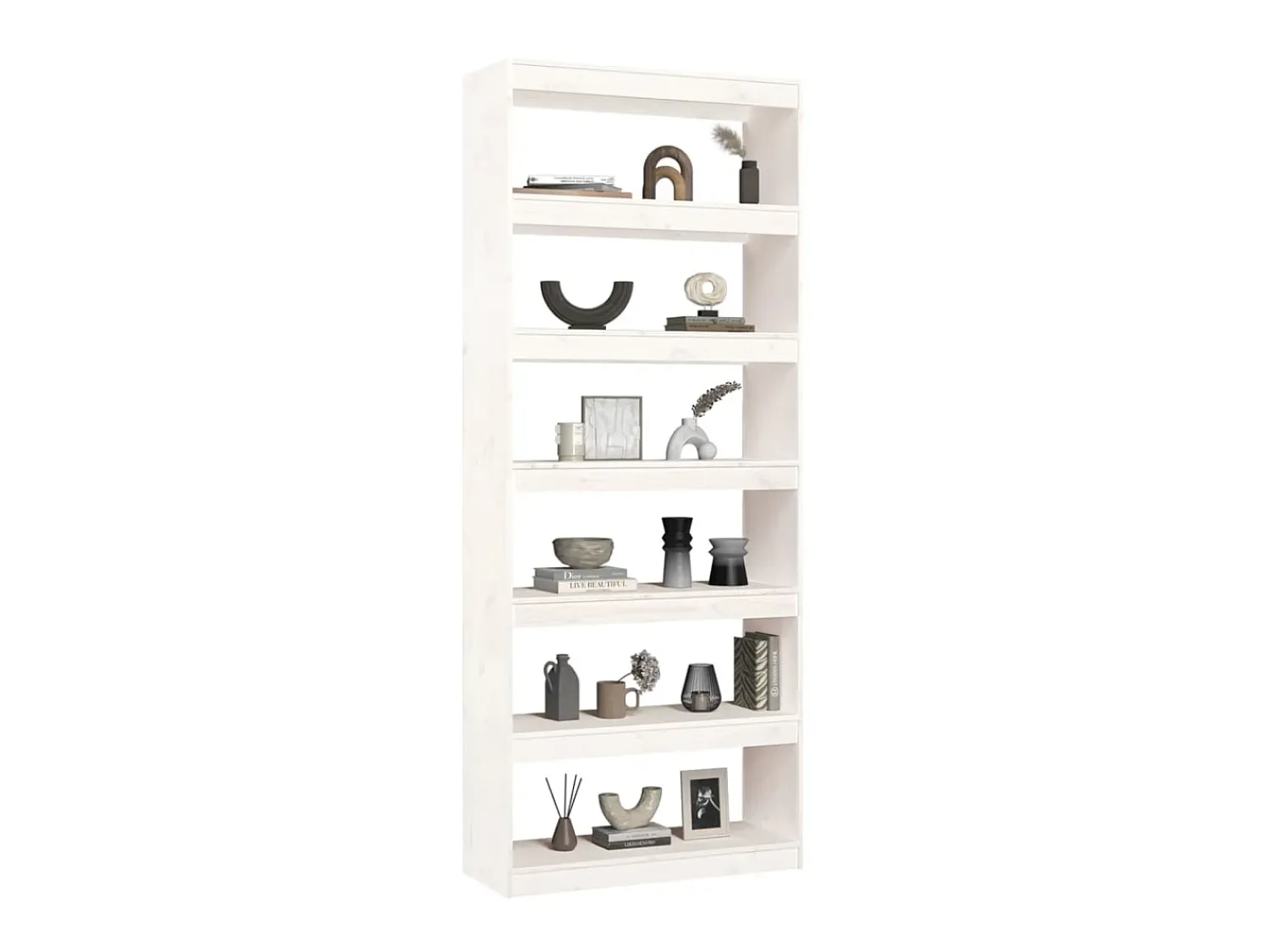 Biblioteca| Estante/divisória 80x30x199,5 cm madeira de pinho maciça PT939165 Branco