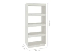 Prateleira*vidaxl Estante/divisória 60x35x135 cm madeira de pinho maciça Branco