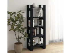 Prateleira*vidaxl Estante/divisória 60x35x160 cm madeira maciça Preto