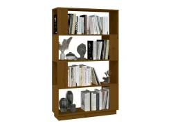 Biblioteca* Estante/divisória 80x25x132 cm madeira maciça mel PT996133 Castanho