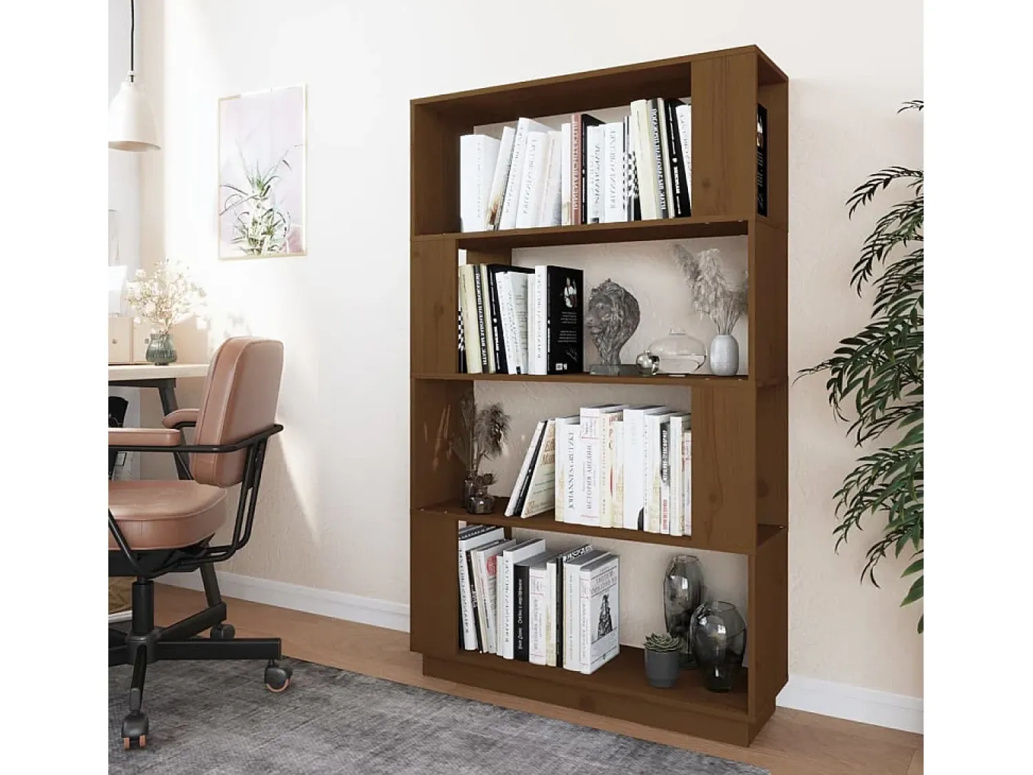 Biblioteca* Estante/divisória 80x25x132 cm madeira maciça mel PT996133 Castanho