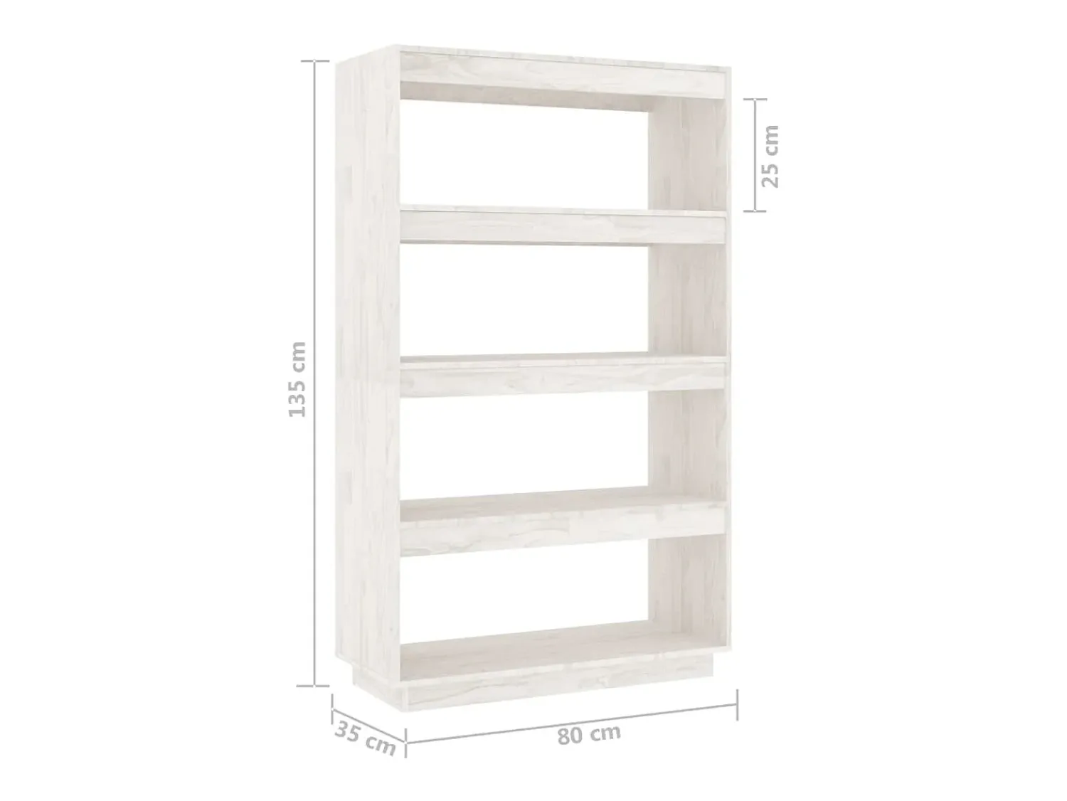 Prateleira|vidaxl Estante/divisória 80x35x135 cm madeira de pinho maciça Branco
