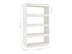 Prateleira|vidaxl Estante/divisória 80x35x135 cm madeira de pinho maciça Branco