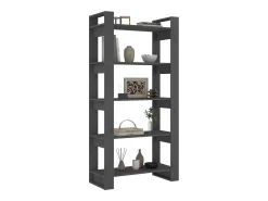 vidaxl Estante/divisória 80x35x160 cm madeira maciça cinza^ Prateleira