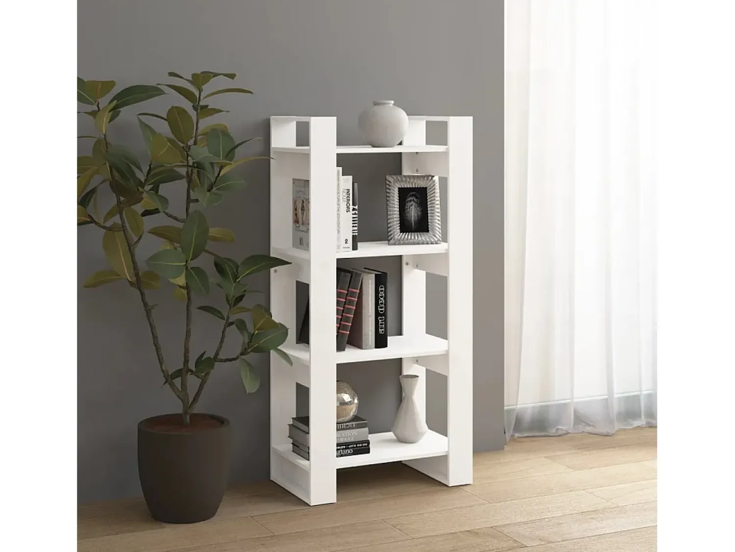 Discount vidaxl Estante/divisória 60x35x125 cm madeira maciça Branco