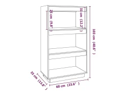 vidaxl Estante/divisória 60x35x103 cm pinho maciço^ Prateleira